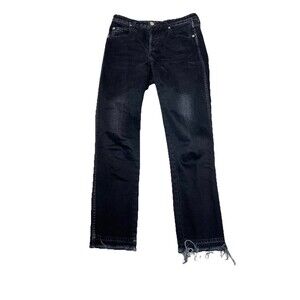 AMO Jeans Babe Black Magic Raw Hem High Rise Button Fly Size 27 Made in The‎ USA